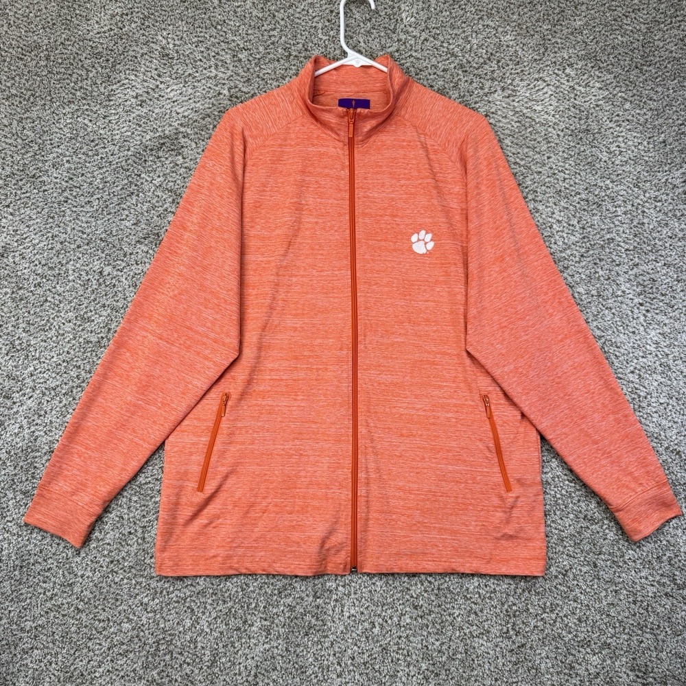 Clemson Tigers Jacket Men's Size Large Orange Full Zip Mr. Knickerbocker Stretch